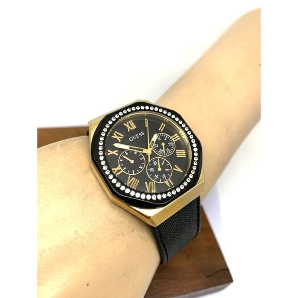 Guess Women\'s Watch GW0753L4 Quartz Gold Black Leather Strap Gemmed 36mm main image 11
